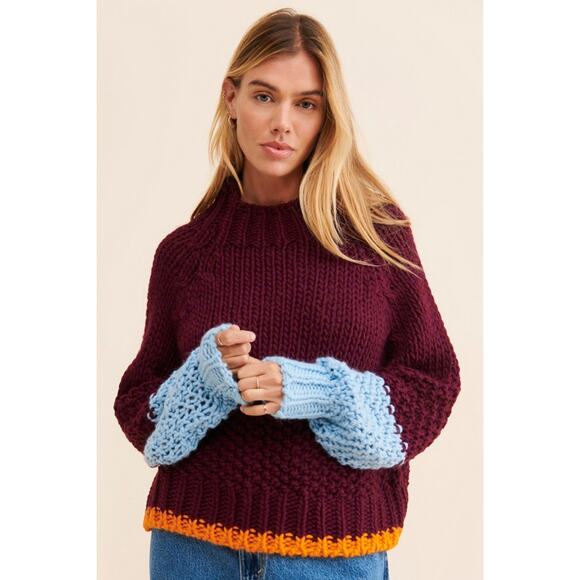 NWT Dr. Bloom Anthropologie Tamborito Knit Colorblock Sweater - Picture 1 of 8